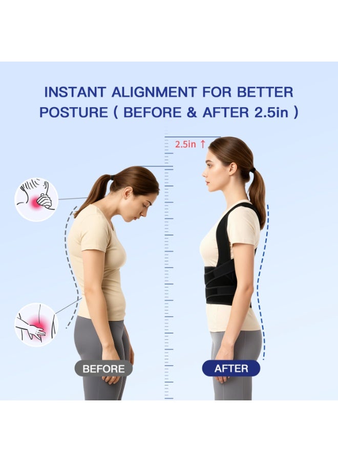 مصحح القامة للنساء والرجال، دعامة ظهر لتقويم المزاج مع دعم قابل للتعديل، تخفيف آلام الرقبة/الكتف/الظهر، تصحيح الجنف والانحناء، تصميم شبكي قابل للتنفس (M) - Image 2